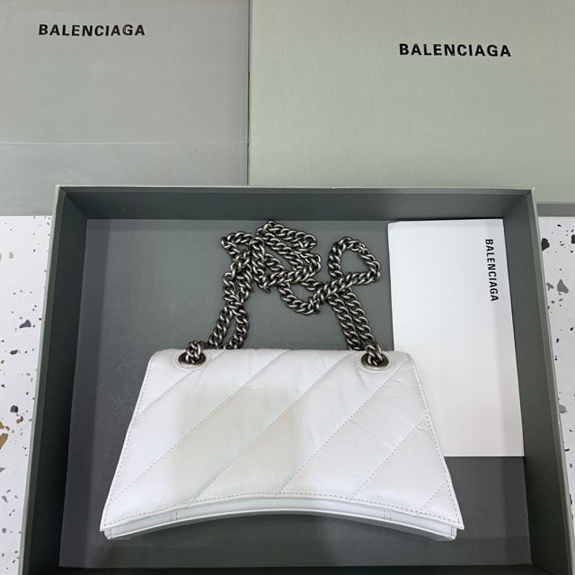 Balenciaga original calfskin crush small chain bag 7163512 white