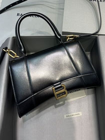 Balenciaga original shiny calfskin hourglass small handbag 5935461 black