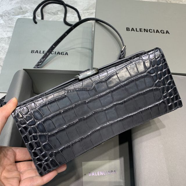 Balenciaga original crocodile calfskin hourglass small handbag 5935461 black