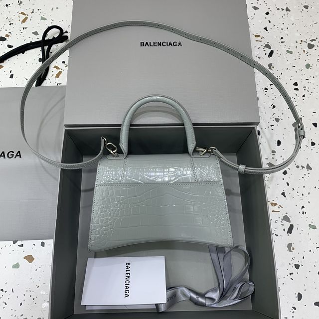 Balenciaga original crocodile calfskin hourglass small handbag 5935461 grey