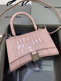 Balenciaga original crocodile calfskin hourglass small handbag 5935461 pink