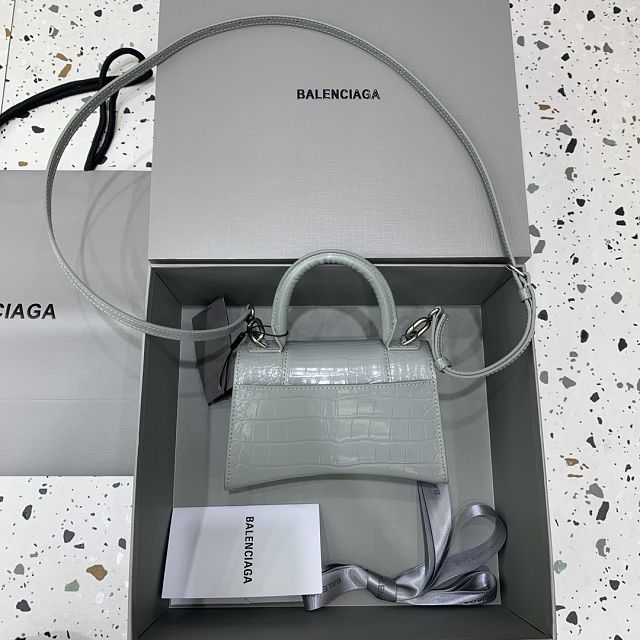 Balenciaga original crocodile calfskin hourglass xs handbag 5928331 grey