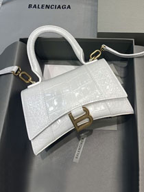 Balenciaga original crocodile calfskin hourglass xs handbag 5928331 white