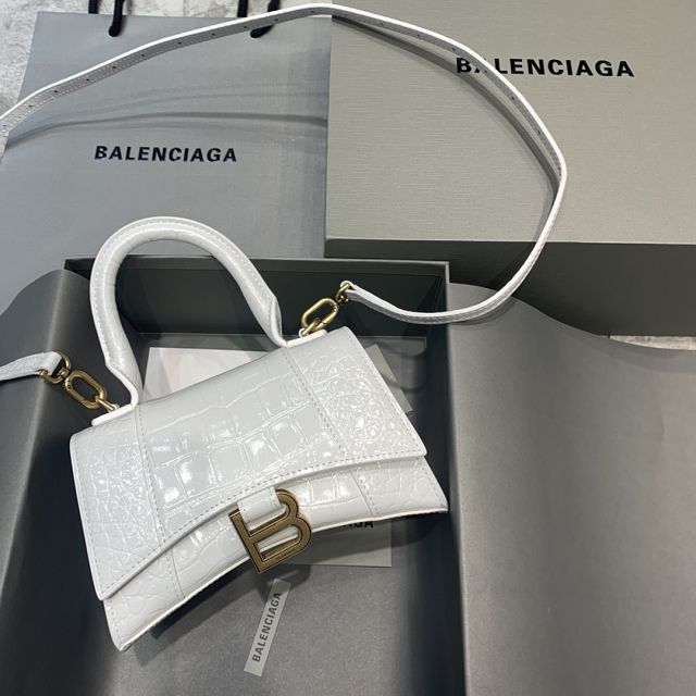 Balenciaga original crocodile calfskin hourglass xs handbag 5928331 white