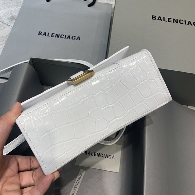 Balenciaga original crocodile calfskin hourglass xs handbag 5928331 white