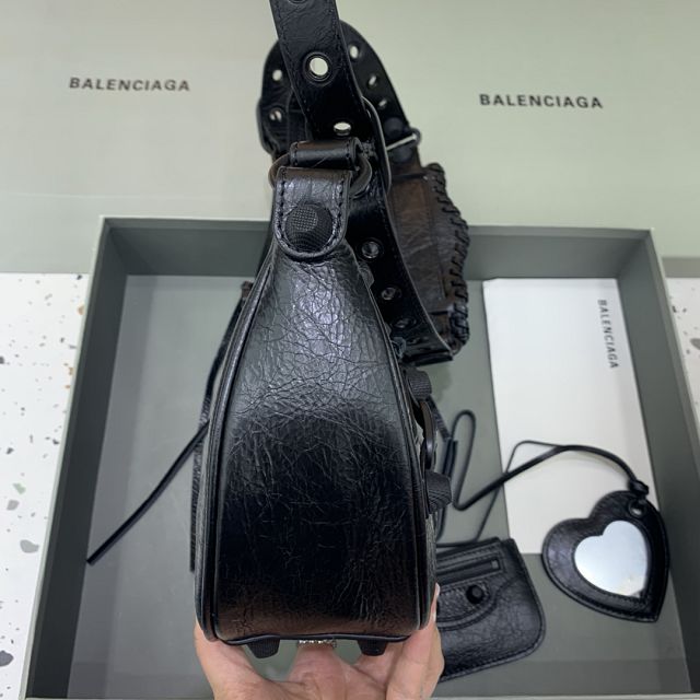 Balenciaga original lambskin le cagole small shoulder bag 6713071 allblack