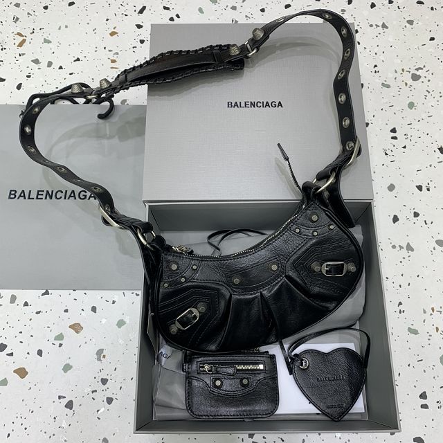 Balenciaga original lambskin le cagole xs shoulder bag 6713091 black