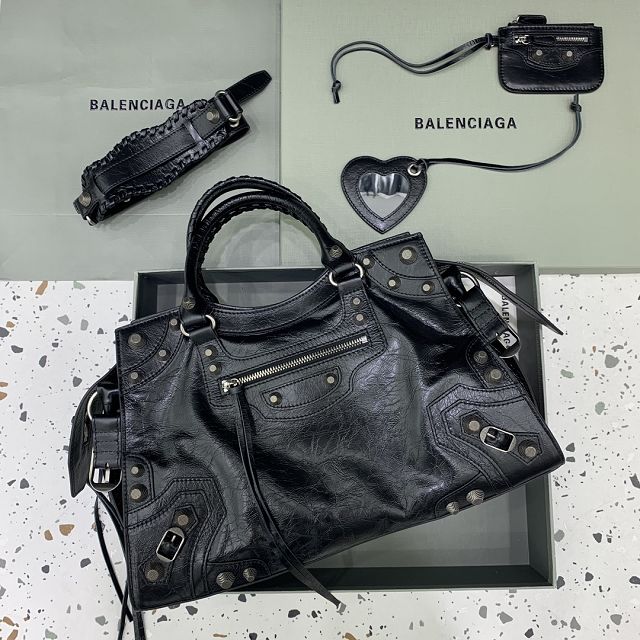 Balenciaga original  lambskin neo cagole city handbag 700451210 black