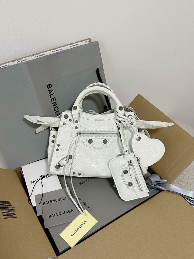 Balenciaga original  lambskin neo cagole xs city handbag 700940210 white