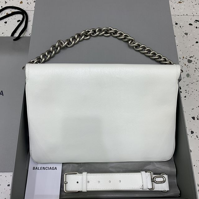 Balenciaga original calfskin BB soft large flap bag 7484882 white