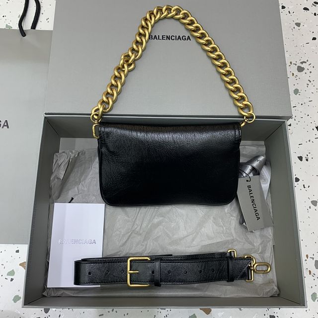 Balenciaga original calfskin BB soft small flap bag 7485982 black