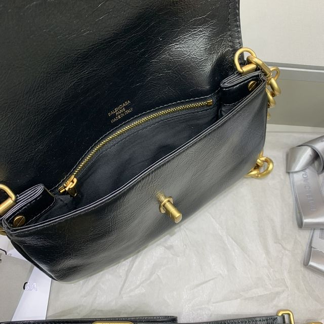 Balenciaga original calfskin BB soft small flap bag 7485982 black