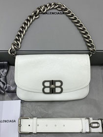 Balenciaga original calfskin BB soft small flap bag 7485982 white