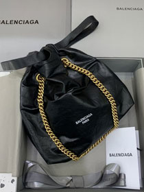 Balenciaga original calfskin crush small tote bag 7429422 black