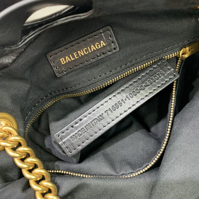 Balenciaga original calfskin crush small tote bag 7429422 black