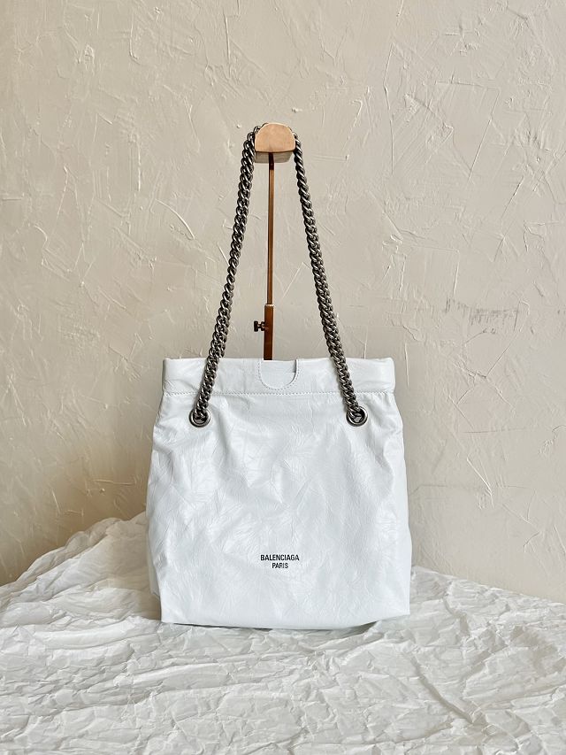 Balenciaga original calfskin crush small tote bag 7429422 white