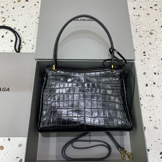 Balenciaga original crocodile calfskin rodeo small handbag 7897792 black