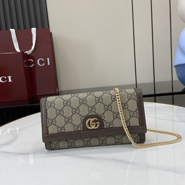 GG original canvas wallet on chain 772309 brown