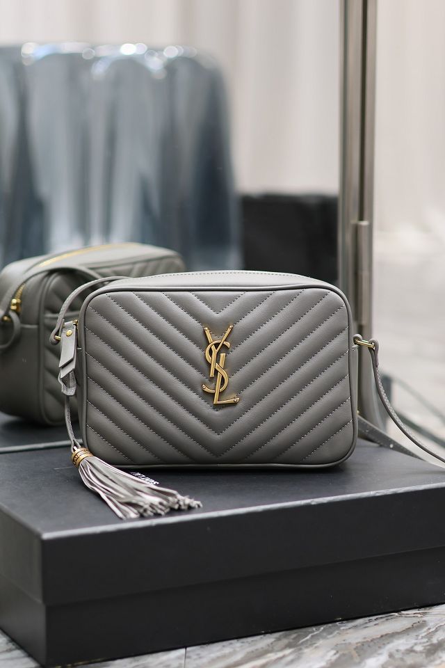 YSL original calfskin lou camera bag 520534 grey