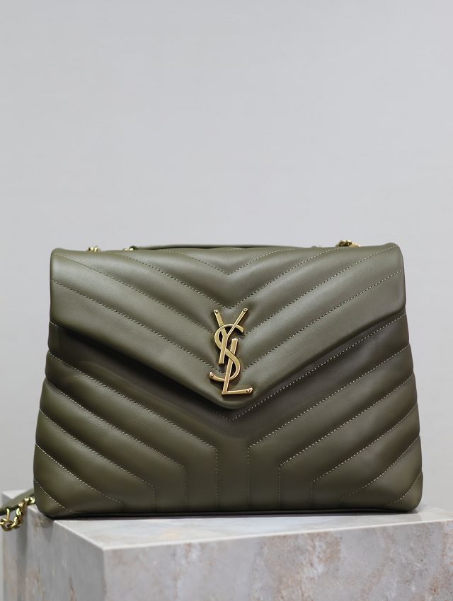 YSL original calfskin loulou medium bag 487216 dark green