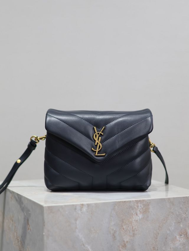 YSL original calfskin loulou mini bag 467072 navy blue