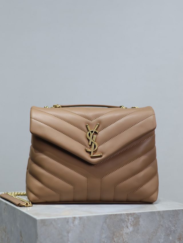 YSL original  calfskin loulou small bag 494699 apricot