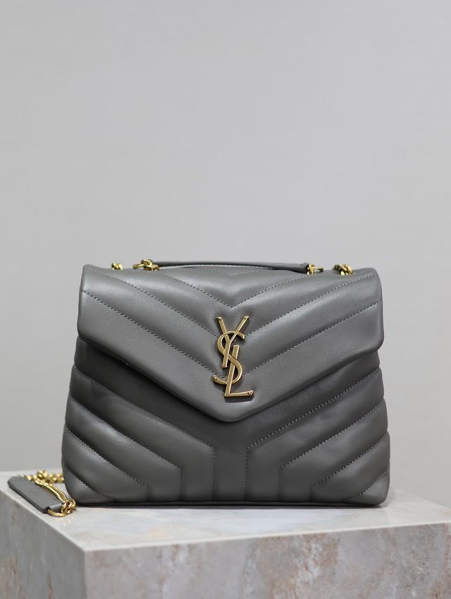 YSL original  calfskin loulou small bag 494699 grey