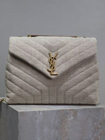 YSL original cotton loulou medium bag 487216 beige