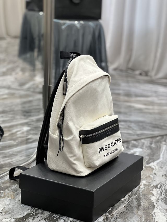 YSL original nylon canvas large city backpack 326865 white