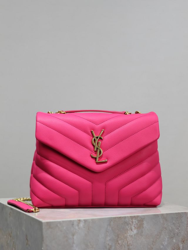 YSL original calfskin loulou small bag 494699 rose red