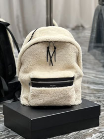 YSL original shearling medium city backpack 534967 beige