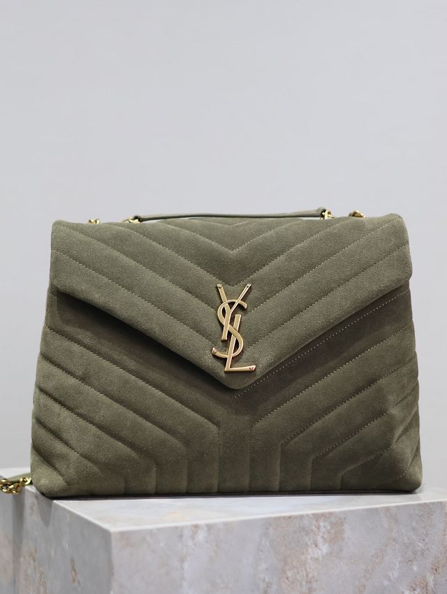 YSL original suede calfskin loulou medium bag 487216 green