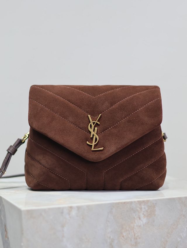 YSL original suede calfskin loulou mini bag 467072 dark brown