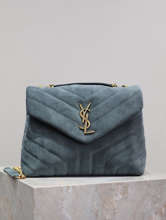 YSL original suede calfskin loulou small bag 494699 blue