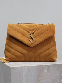 YSL original suede calfskin loulou small bag 494699 brown