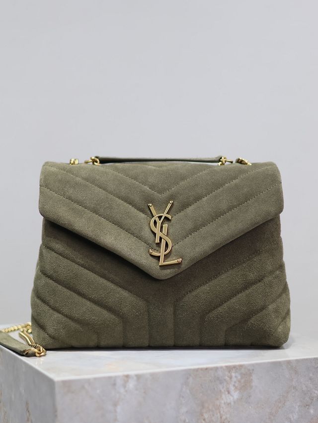 YSL original suede calfskin loulou small bag 494699 green