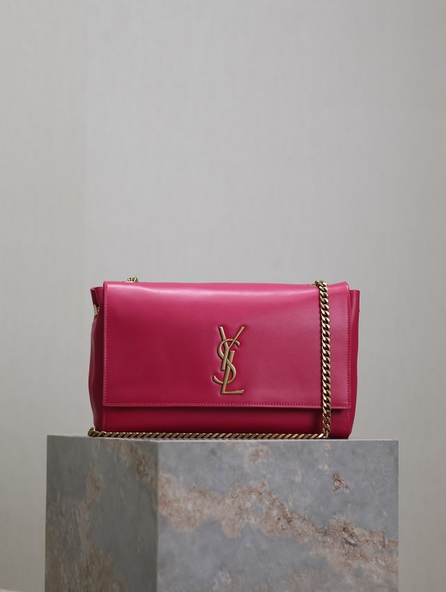 YSL original suede calfskin reversible medium kate bag 553804 rose red