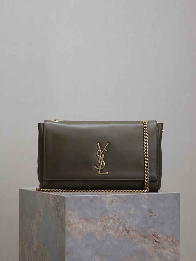 YSL original suede calfskin reversible small kate bag 737128 green