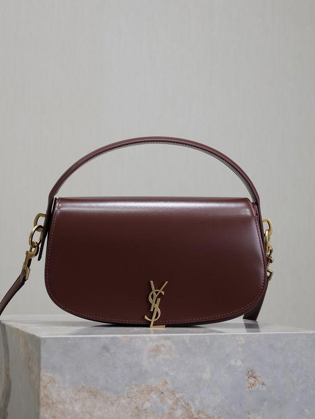 YSL original box calfskin voltaire bag 787671 bordeaux