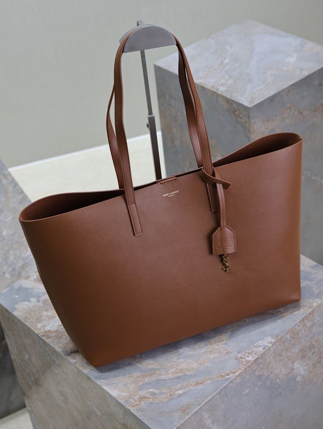 YSL original calfskin shopping tote bag 394195 brown