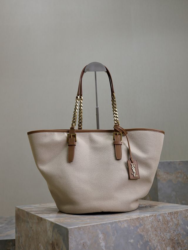 YSL original canvas cabas bag 791303 beige