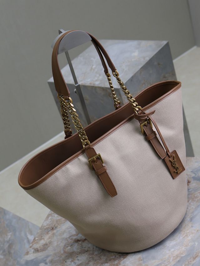 YSL original canvas cabas bag 791303 beige