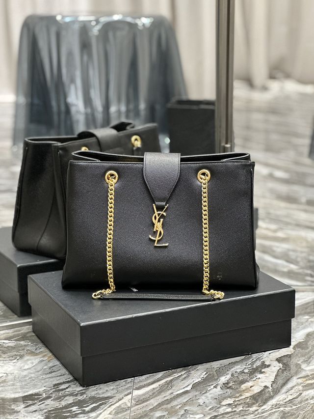 YSL original grained calfskin shopping bag 668900-2 black