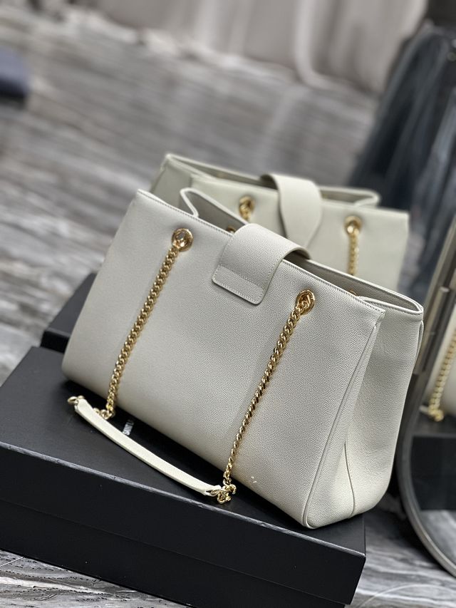 YSL original grained calfskin shopping bag 668900-2 white