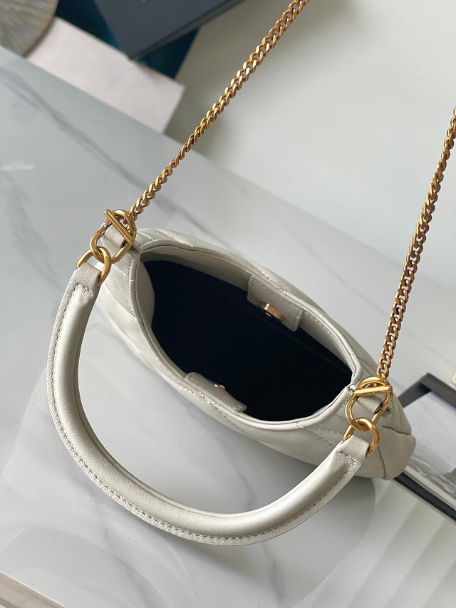 YSL original lambskin sade hobo bag 793608 white