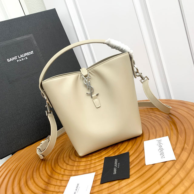 YSL original calfskin small le 37 bucket bag 749036 light grey