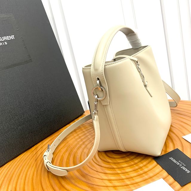 YSL original calfskin small le 37 bucket bag 749036 light grey