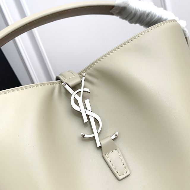 YSL original calfskin small le 37 bucket bag 749036 light grey