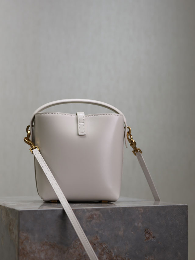 YSL original calfskin small le 37 bucket bag 749036 white