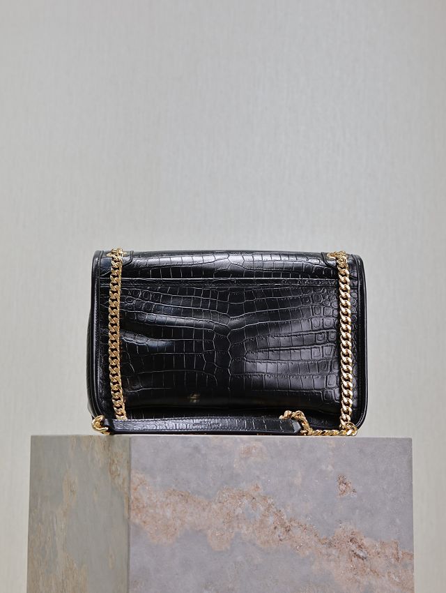 YSL original crocodile calfskin medium niki bag 633158 black